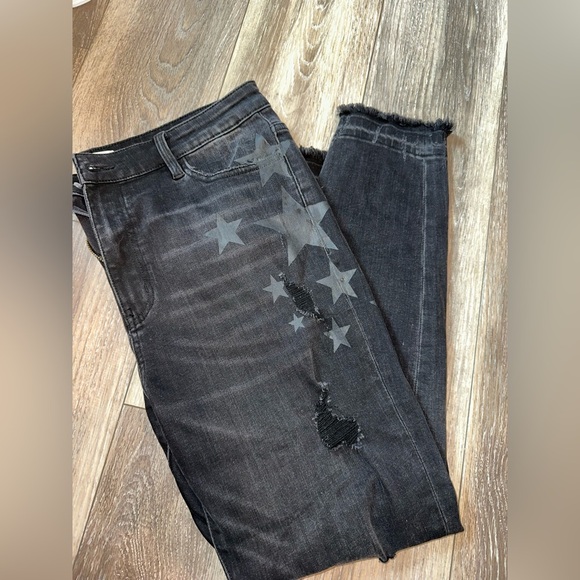 Black Vervet Distressed Skinny Jeans - Picture 1 of 5